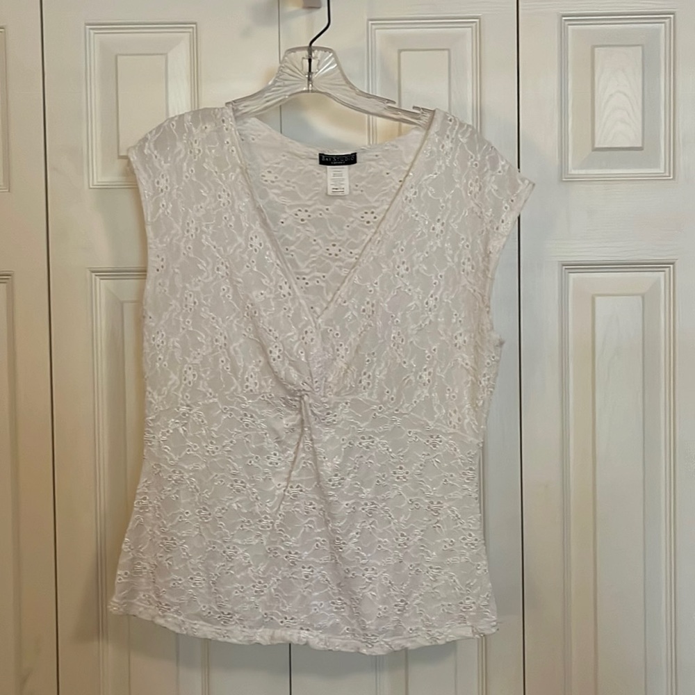Bay Studio White Eyelet Casual Women’s Top